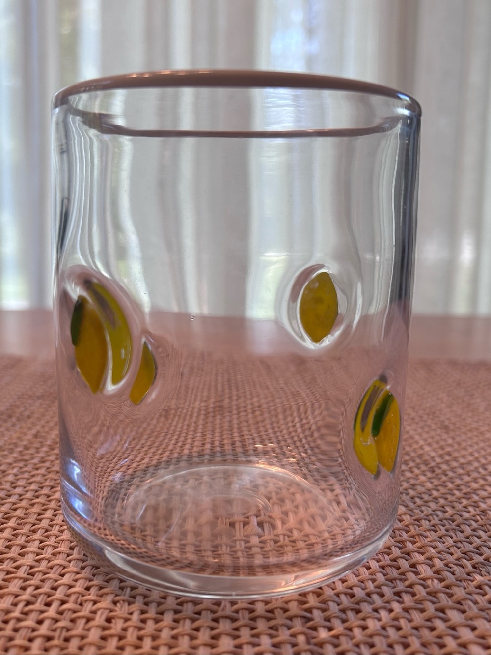 Anthropologie Icon Juice Hand-Blown Glass with Lemons. 17.25 oz